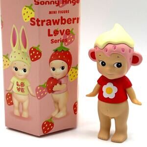 Authentic Sonny Angel Monkey Mini Figure, Strawberry Love Series, Open Box - NEW